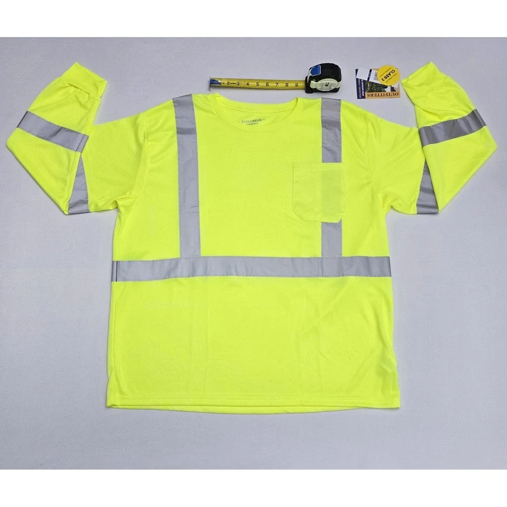 Bass Creek Outfitters Hi Vis Long Sleeve Shirt Neon Yellow Class 3 2XL BO451167